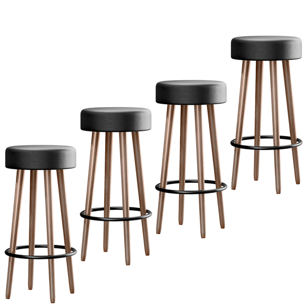 Kit 04 Banquetas Redondas Libia Corano Preto  S02 - D'rossi