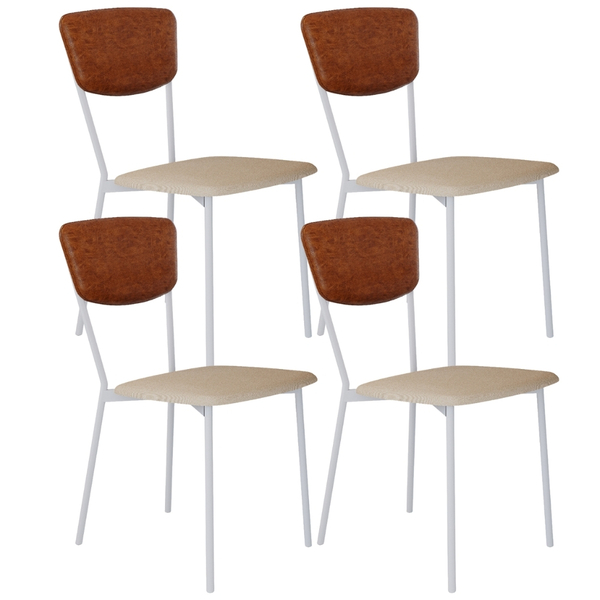 Kit 04 Cadeira Para Sala De Jantar Village Branco C01 Linho A