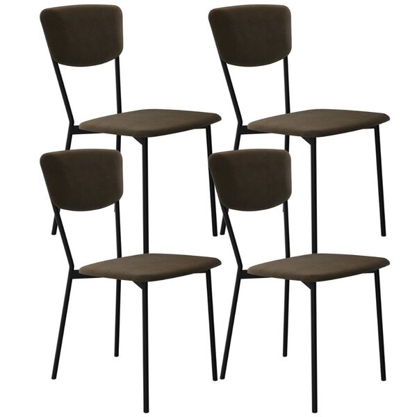 Kit 04 Cadeira Para Sala De Jantar Village Preto C01 Veludo M