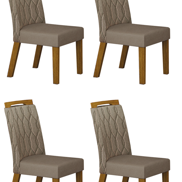 Kit 04 Cadeira Sala De Estar Atenas Premium Moveis Leifer Fre