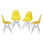 Kit 04 Cadeiras Boxbit Dkr Eames Polipropileno Amarelo Base C