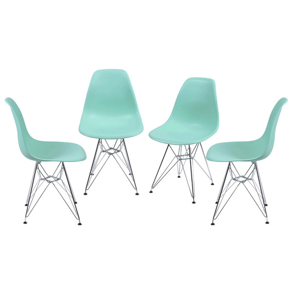Kit 04 Cadeiras Boxbit Dkr Eames Polipropileno Verde Tiffany