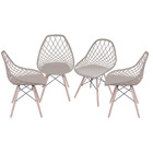 Kit 04 Cadeiras Boxbit Kaila Polipropileno Fendi Base Madeira