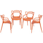 Kit 04 Cadeiras Boxbit Solna Polipropileno Laranja