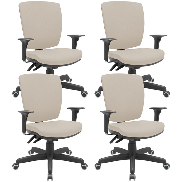 Kit 04 Cadeiras De Escritório Diretor Office Base Giratória P