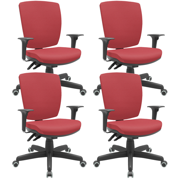 Kit 04 Cadeiras De Escritório Diretor Office Giratória Preto