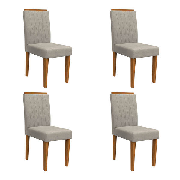 Kit 04 Cadeiras De Jantar Analu Animalle Marfim Wd25 Pés Ypê