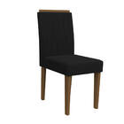 Kit 04 Cadeiras De Jantar Analu Veludo Preto Vl07 Pés Imbuia