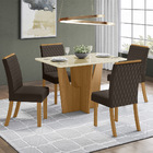 Kit 04 Cadeiras De Jantar Asha Veludo Marrom Base Nature - D'