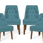Kit 04 Cadeiras De Jantar Bela Suede Azul Turquesa - Meu Lar