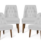 Kit 04 Cadeiras De Jantar Bela Suede Branco - Meu Lar Decor