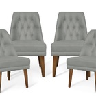 Kit 04 Cadeiras De Jantar Bela Suede Cinza Claro - Meu Lar De