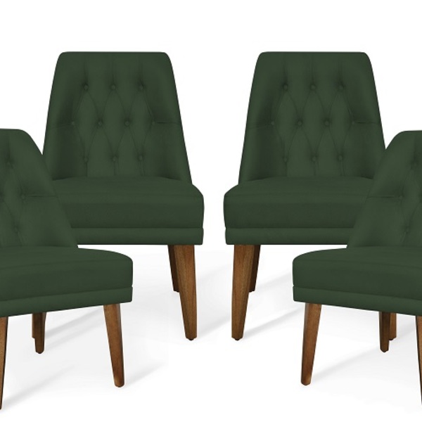 Kit 04 Cadeiras De Jantar Bela Suede Verde - Meu Lar Decor
