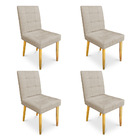 Kit 04 Cadeiras De Jantar Bia Suede Pés Palito Castanho - Pal