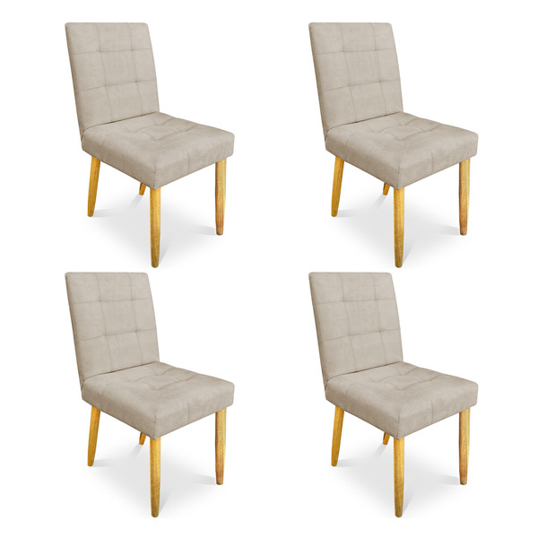 Kit 04 Cadeiras De Jantar Bia Suede Pés Palito Castanho - Pal