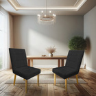 Kit 04 Cadeiras De Jantar Bia Suede Pés Palito Castanho - Pal