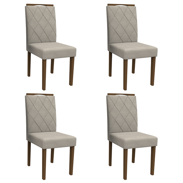 Kit 04 Cadeiras De Jantar Cecília Animalle Marfim Wd25 Pés Am