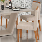 Kit 04 Cadeiras De Jantar Denise Veludo Bege E Madeira Ipê -