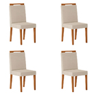 Kit 04 Cadeiras De Jantar Denise Veludo Bege E Madeira Ipê -
