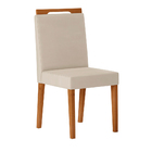 Kit 04 Cadeiras De Jantar Denise Veludo Bege E Madeira Ipê -