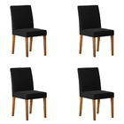 Kit 04 Cadeiras De Jantar Eva Veludo Preto E Madeira Ipê - D'