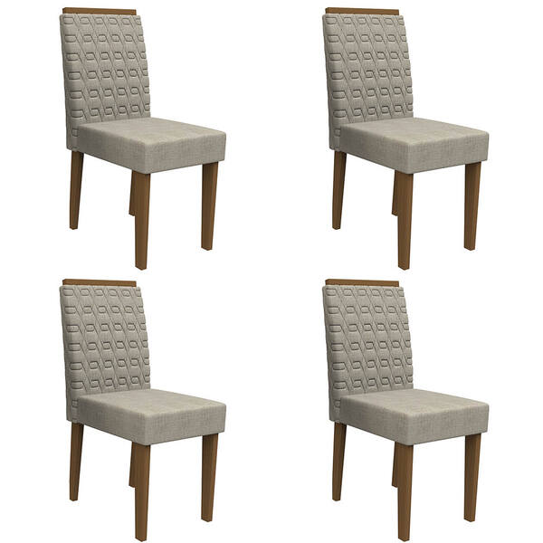 Kit 04 Cadeiras De Jantar Jasmin Veludo Linho Tl13 Pés Imbuia