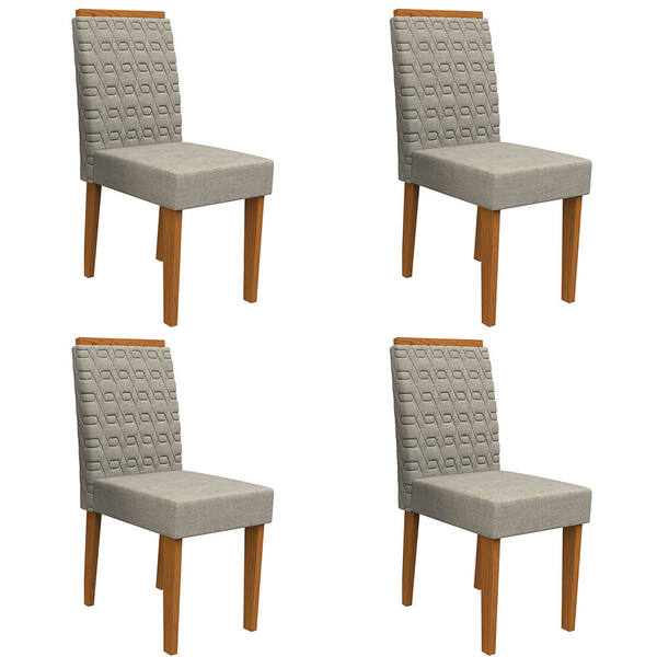 Kit 04 Cadeiras De Jantar Jasmin Veludo Linho Tl13 Pés Ypê -