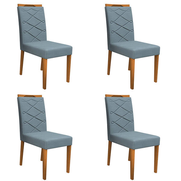 Kit 04 Cadeiras De Jantar Lais Animalle Azul Wd26 Pés Ypê - D