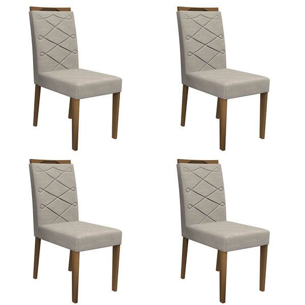 Kit 04 Cadeiras De Jantar Lais Animalle Marfim Wd25 Pés Ypê -