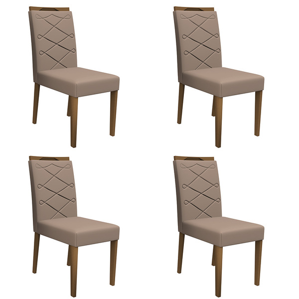 Kit 04 Cadeiras De Jantar Lais Camurça Marrom Lux Pés Imbuia