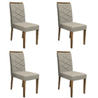Kit 04 Cadeiras De Jantar Lais Veludo Linho Tl13 Pés Imbuia -