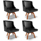 Kit 04 Cadeiras De Jantar Liz Corano Preto Base Giratória Mad