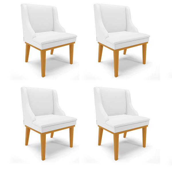 Kit 04 Cadeiras De Jantar Liz Corino Base Fixa Madeira Castan