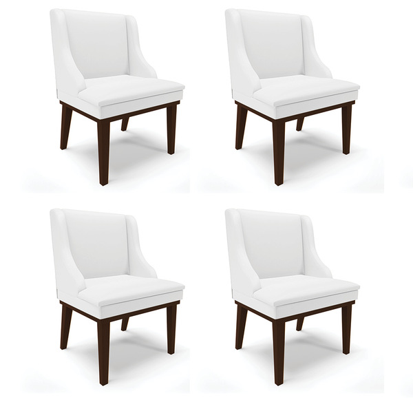 Kit 04 Cadeiras De Jantar Liz Corino Base Fixa Madeira Tabaco