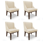 Kit 04 Cadeiras De Jantar Liz Corino Base Fixa Madeira Tabaco
