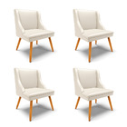 Kit 04 Cadeiras De Jantar Liz Corino Bege Pés Palito Castanho