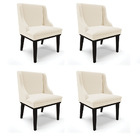 Kit 04 Cadeiras De Jantar Liz Linho Base Fixa Madeira Preto D