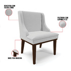 Kit 04 Cadeiras De Jantar Liz Linho Base Fixa Madeira Tabaco