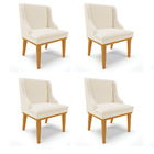 Kit 04 Cadeiras De Jantar Liz Linho Palha A32 Base Fixa Madei