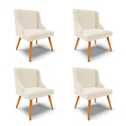 Kit 04 Cadeiras De Jantar Liz Linho Palha A32 Pés Palito Cast