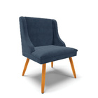 Kit 04 Cadeiras De Jantar Liz Suede Azul Marinho Pés Palito C