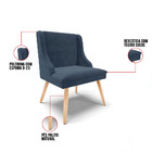 Kit 04 Cadeiras De Jantar Liz Suede Azul Marinho Pés Palito N