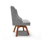 Kit 04 Cadeiras De Jantar Liz Suede Cinza Base Madeira Mm35 D