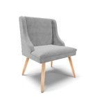 Kit 04 Cadeiras De Jantar Liz Suede Cinza Pés Palito Natural