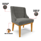 Kit 04 Cadeiras De Jantar Liz Suede Grafite Base Fixa Madeira