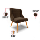 Kit 04 Cadeiras De Jantar Liz Suede Marrom Pés Palito Castanh