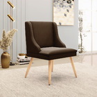 Kit 04 Cadeiras De Jantar Liz Suede Marrom Pés Palito Natural