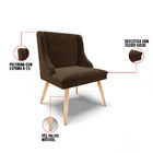 Kit 04 Cadeiras De Jantar Liz Suede Marrom Pés Palito Natural