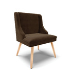 Kit 04 Cadeiras De Jantar Liz Suede Marrom Pés Palito Natural