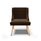 Kit 04 Cadeiras De Jantar Liz Suede Marrom Pés Palito Natural